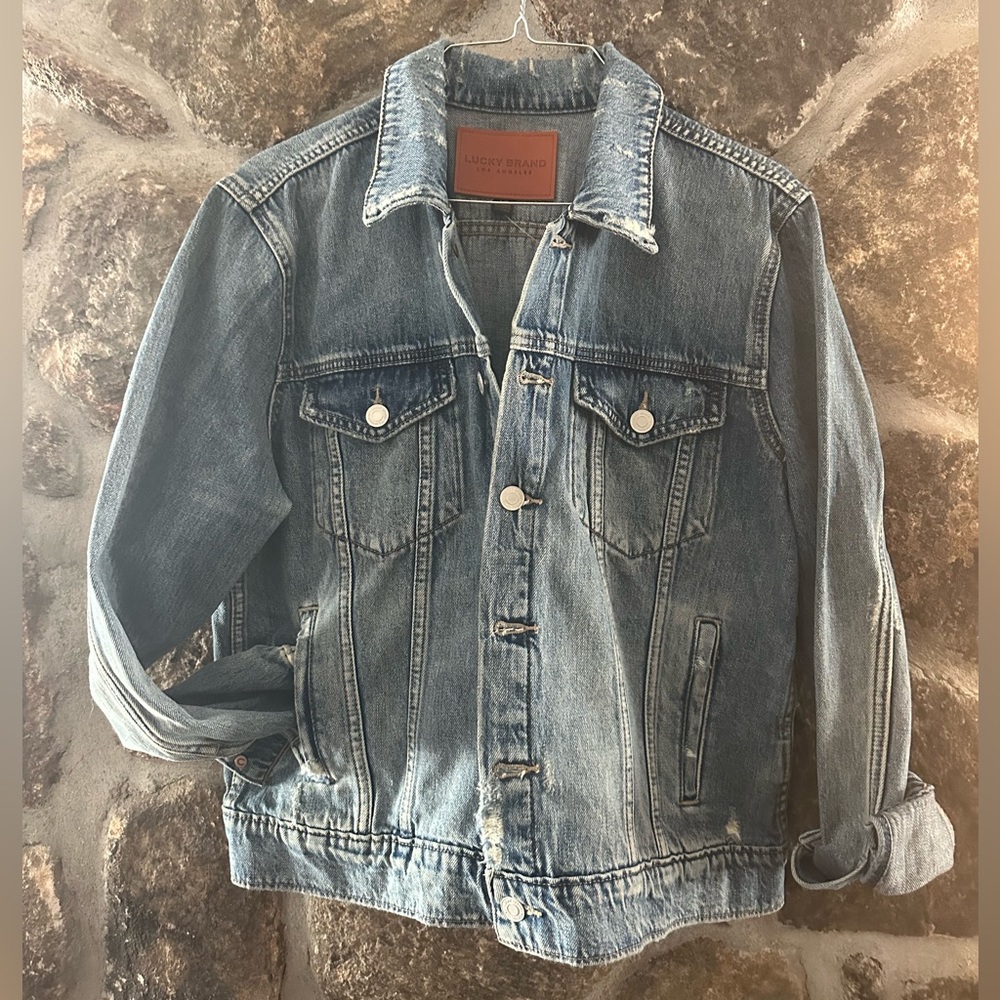 Lucky Brand - Distressed Denim Jacket - Size Large (fits more like a medium)